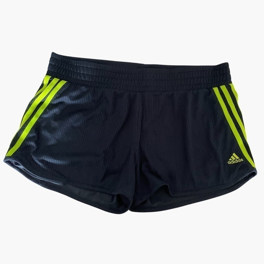Adidas Navy and Lime Green Athletic Shorts Womens Size Large
